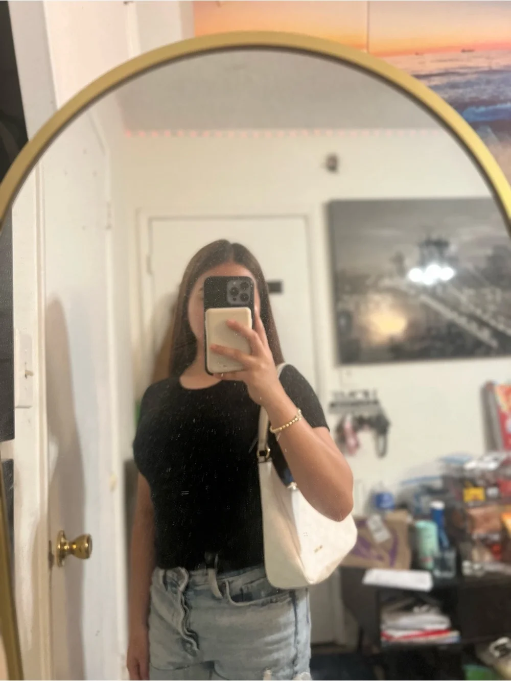 Nine West Off-White Shoulder Hobo with Gold Hardware